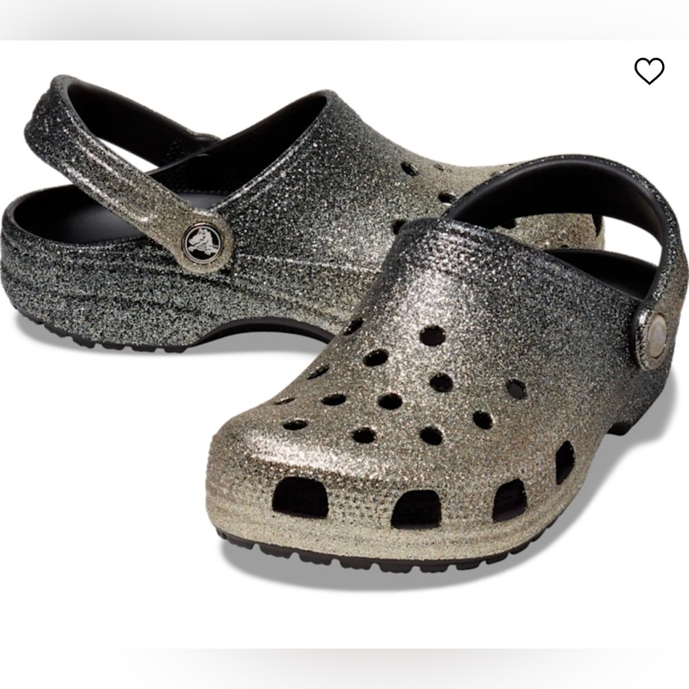 NWT: Black & Gold Ombre Glitter Crocs